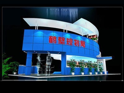 72平米展臺設(shè)計制作：四面開口/前衛(wèi)/木質(zhì)結(jié)構(gòu)/藍(lán)色，為成就招商展展商而作（免費(fèi)使用）