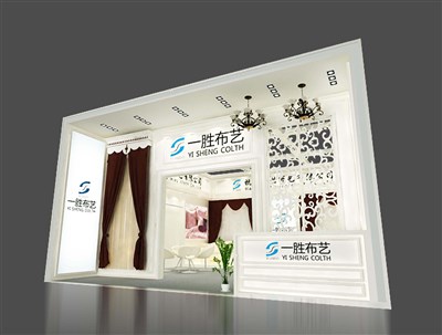 56平米展臺設(shè)計制作：一面開口/歐式/木質(zhì)結(jié)構(gòu)/白色，為紡織展展商而作（免費使用）