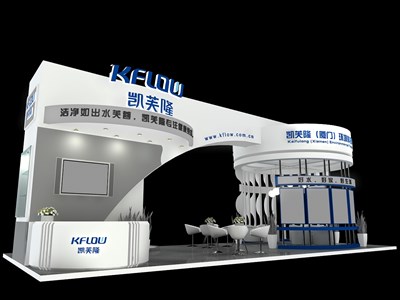 60平米展臺設(shè)計制作：三面開口/現(xiàn)代/木質(zhì)結(jié)構(gòu)/白色，為美博會展商而作（免費(fèi)使用）