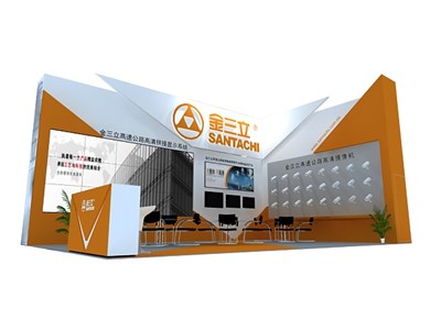 54平米展臺設(shè)計制作：二面開口/前衛(wèi)/木質(zhì)結(jié)構(gòu)/橙色，為安防展展商而作（免費(fèi)使用）