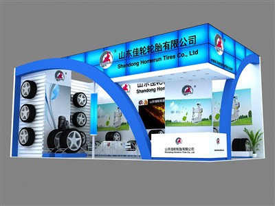 72平米展臺設(shè)計制作：二面開口/現(xiàn)代/木質(zhì)結(jié)構(gòu)/藍色，為汽配展展商而作（免費使用）