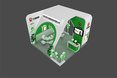36平米展臺設(shè)計制作：三面開口/現(xiàn)代/木質(zhì)結(jié)構(gòu)/綠色，為汽配展展商而作（免費(fèi)使用）