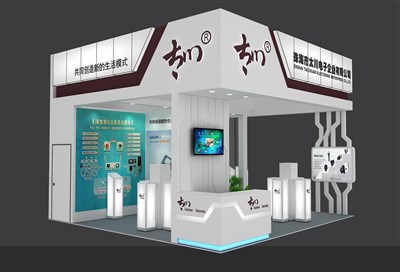 36平米展臺設(shè)計(jì)制作：三面開口/現(xiàn)代/木質(zhì)結(jié)構(gòu)/白色，為安防展展商而作（免費(fèi)使用）