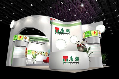 63平米展臺(tái)設(shè)計(jì)制作：二面開(kāi)口/現(xiàn)代/木質(zhì)結(jié)構(gòu)/白色，為食品展展商而作（免費(fèi)使用）