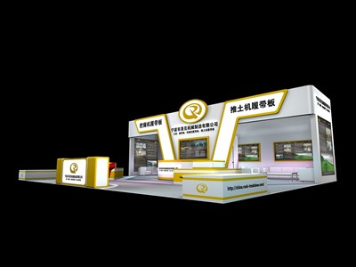 125平米展臺設(shè)計制作：三面開口/現(xiàn)代/木質(zhì)結(jié)構(gòu)/白色，為機(jī)械展展商而作（免費(fèi)使用）