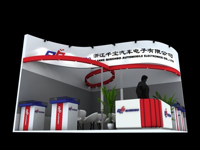 36平米展臺設(shè)計制作：二面開口/現(xiàn)代/木質(zhì)結(jié)構(gòu)/白色，為汽配展展商而作（免費(fèi)使用）