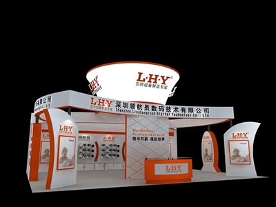 108平米展臺設計制作：三面開口/現(xiàn)代/木質(zhì)結構/黃色，為安防展展商而作（免費使用）