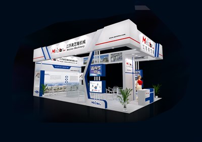 60平米展臺設(shè)計制作：三面開口/現(xiàn)代/木質(zhì)結(jié)構(gòu)/白色，為汽配展展商而作（免費使用）