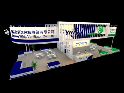 160平米展臺設計制作：四面開口/現(xiàn)代/木質結構/彩色，為汽配展展商而作（免費使用）