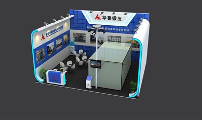 63.8平米展臺設(shè)計制作：一面開口/現(xiàn)代/木質(zhì)結(jié)構(gòu)/藍(lán)色，為機(jī)械展展商而作（免費(fèi)使用）