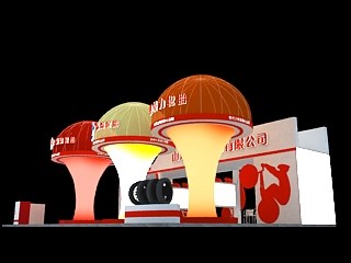 108平米展臺設計制作：三面開口/現(xiàn)代/木質(zhì)結構/黃色，為汽配展展商而作（免費使用）