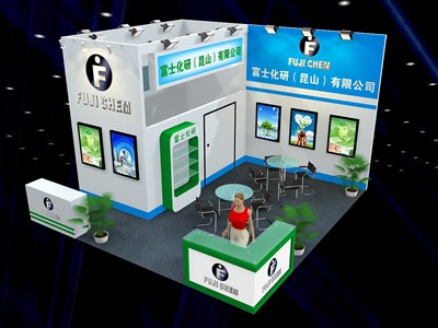 36平米展臺設計制作：二面開口/現(xiàn)代/木質結構/白色，為汽配展展商而作（免費使用）