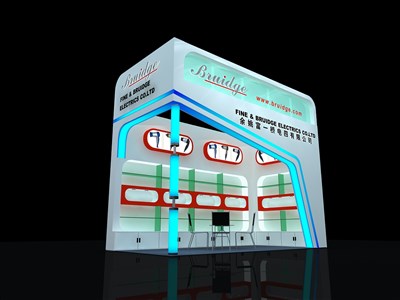 18平米展臺設計制作：二面開口/現(xiàn)代/木質結構/白色，為家電展展商而作（免費使用）