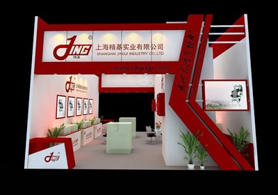 72平米展臺(tái)設(shè)計(jì)制作：二面開口/現(xiàn)代/木質(zhì)結(jié)構(gòu)/紅色，為機(jī)械展展商而作（免費(fèi)使用）