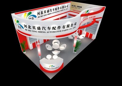 36平米展臺(tái)設(shè)計(jì)制作：二面開口/現(xiàn)代/木質(zhì)結(jié)構(gòu)/紅色，為汽配展展商而作（免費(fèi)使用）