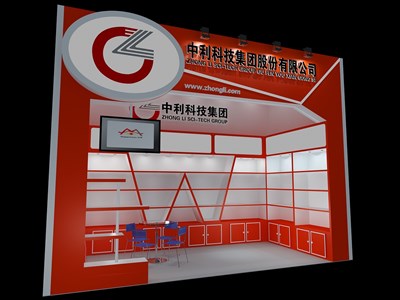 18平米展臺設計制作：一面開口/現(xiàn)代/木質結構/橙色，為家電展展商而作（免費使用）