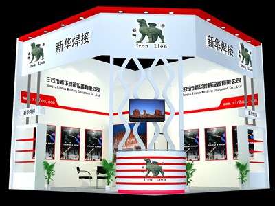 36平米展臺設計制作：二面開口/現(xiàn)代/木質結構/紅色，為汽配展展商而作（免費使用）