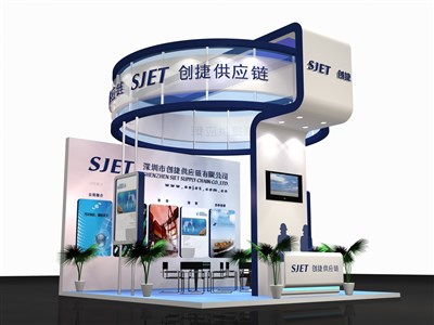 36平米展臺設(shè)計制作：三面開口/現(xiàn)代/木質(zhì)結(jié)構(gòu)/白色，為汽配展展商而作（免費使用）