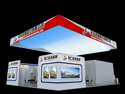 180平米展臺設計制作：二面開口/現(xiàn)代/型材結構/白色，為汽配展展商而作（免費使用）