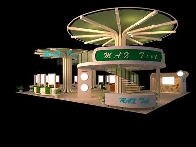180平米展臺(tái)設(shè)計(jì)制作：四面開(kāi)口/前衛(wèi)/雙層結(jié)構(gòu)/綠色，為電子展展商而作（免費(fèi)使用）