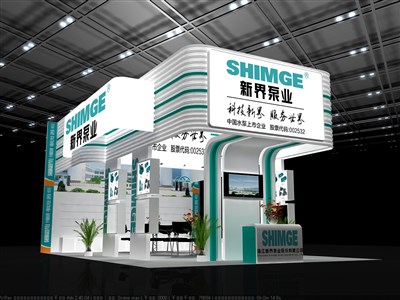54平米展臺(tái)設(shè)計(jì)制作：三面開(kāi)口/現(xiàn)代/木質(zhì)結(jié)構(gòu)/綠色，為汽配展展商而作（免費(fèi)使用）