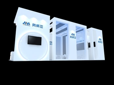 72平米展臺(tái)設(shè)計(jì)制作：四面開(kāi)口/前衛(wèi)/木質(zhì)結(jié)構(gòu)/白色，為電子展展商而作（免費(fèi)使用）