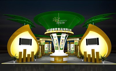 144平米展臺(tái)設(shè)計(jì)制作：四面開口/卡通/木質(zhì)結(jié)構(gòu)/彩色，為茶博會(huì)展商而作（免費(fèi)使用）