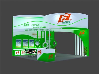 36平米展臺設計制作：三面開口/現(xiàn)代/木質(zhì)結(jié)構(gòu)/綠色，為電子展展商而作（免費使用）