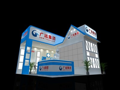 36平米展臺設(shè)計制作：二面開口/前衛(wèi)/木質(zhì)結(jié)構(gòu)/藍(lán)色，為電子展展商而作（免費使用）