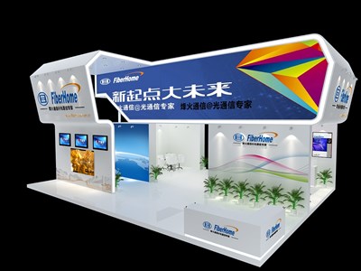 108平米展臺設(shè)計制作：三面開口/現(xiàn)代/木質(zhì)結(jié)構(gòu)/白色，為電子展展商而作（免費使用）
