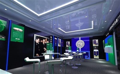 40平米展廳設(shè)計(jì)制作：前衛(wèi)/藍(lán)色，產(chǎn)品類展廳-白玉汾酒展廳（免費(fèi)使用）