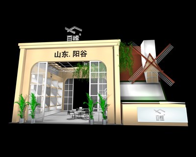 54平米展臺設(shè)計制作：二面開口/田園/木質(zhì)結(jié)構(gòu)/米色，為綜合展展商而作（免費使用）