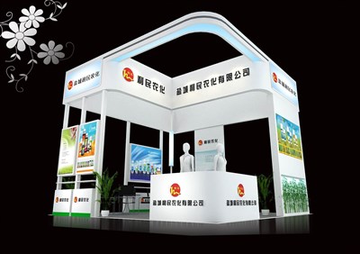 36平米展臺設(shè)計制作：四面開口/現(xiàn)代/木質(zhì)結(jié)構(gòu)/白色，為化工展展商而作（免費使用）