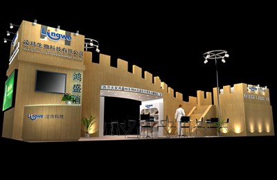 78平米展臺設計制作：二面開口/現(xiàn)代/木質(zhì)結(jié)構(gòu)/米色，為化工展展商而作（免費使用）