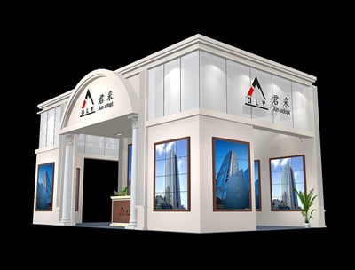 45平米展臺設(shè)計制作：三面開口/現(xiàn)代/木質(zhì)結(jié)構(gòu)/白色，為綜合展展商而作（免費(fèi)使用）
