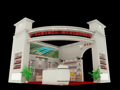 36平米展臺(tái)設(shè)計(jì)制作：二面開口/現(xiàn)代/型材結(jié)構(gòu)/白色，為糖酒展展商而作（免費(fèi)使用）