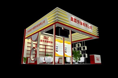 36平米展臺(tái)設(shè)計(jì)制作：三面開(kāi)口/現(xiàn)代/木質(zhì)結(jié)構(gòu)/彩色，為綜合展展商而作（免費(fèi)使用）