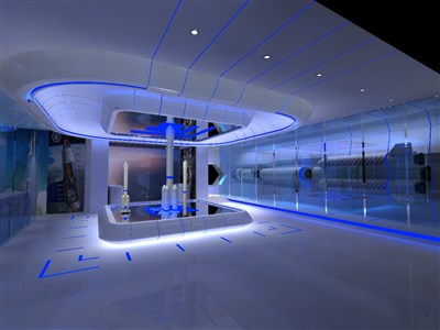 156平米展廳設(shè)計(jì)制作：現(xiàn)代/藍(lán)色，教育類展廳-航空航天展廳（免費(fèi)使用）