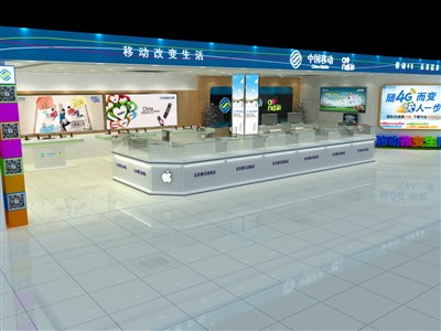 102.4平米展廳設(shè)計(jì)制作：現(xiàn)代/藍(lán)色，產(chǎn)品類展廳-中國(guó)移動(dòng)展廳（免費(fèi)使用）