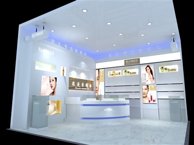 36平米展廳設計制作：現(xiàn)代/白色，產(chǎn)品類展廳-浪漫香榭麗產(chǎn)品展廳（免費使用）