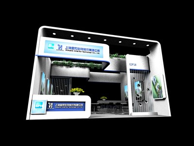 42平米展臺設(shè)計(jì)制作：二面開口/現(xiàn)代/木質(zhì)結(jié)構(gòu)/白色，為化工展展商而作（免費(fèi)使用）