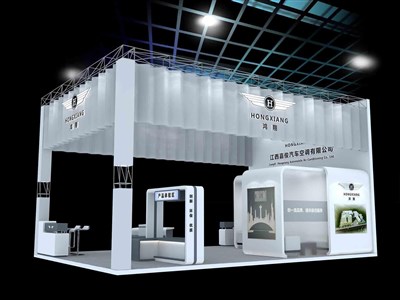 54平米展臺(tái)設(shè)計(jì)制作：三面開(kāi)口/前衛(wèi)/木質(zhì)結(jié)構(gòu)/白色，為電子展展商而作（免費(fèi)使用）