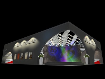 315平米展臺設計制作：二面開口/現(xiàn)代/木質結構/灰色，為綜合展展商而作（免費使用）