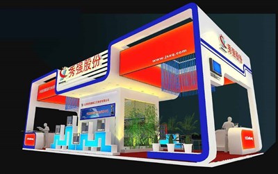84平米展臺設(shè)計制作：四面開口/現(xiàn)代/木質(zhì)結(jié)構(gòu)/彩色，為綜合展展商而作（免費使用）