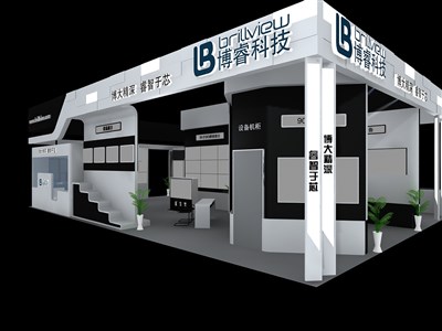 192平米展臺設計制作：三面開口/現代/型材結構/灰色，為電子展展商而作（免費使用）