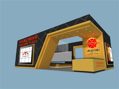 80平米展臺(tái)設(shè)計(jì)制作：一面開(kāi)口/前衛(wèi)/木質(zhì)結(jié)構(gòu)/黑色，為房產(chǎn)展展商而作（免費(fèi)使用）
