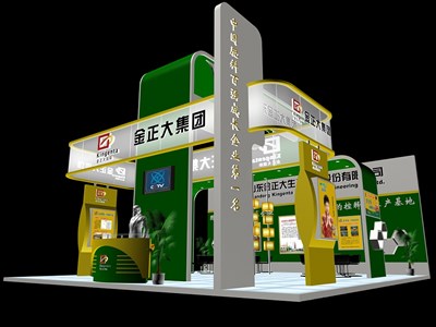 81平米展臺設(shè)計制作：三面開口/現(xiàn)代/木質(zhì)結(jié)構(gòu)/彩色，為綜合展展商而作（免費(fèi)使用）