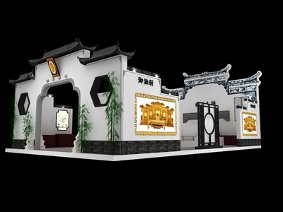 165平米展臺(tái)設(shè)計(jì)制作：四面開口/中式/型材結(jié)構(gòu)/灰色，為家具展展商而作（免費(fèi)使用）