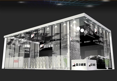98平米展臺設計制作：三面開口/現(xiàn)代/型材結構/灰色，為綜合展展商而作（免費使用）