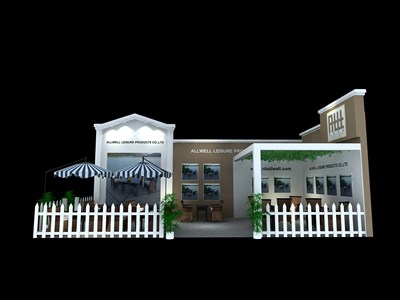 80平米展臺設(shè)計制作：二面開口/田園/木質(zhì)結(jié)構(gòu)/白色，為房產(chǎn)展展商而作（免費使用）